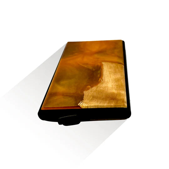 Wood and Resin Pop-Up Wallet - Orange