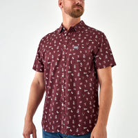 Perf. Button Up - Maroon Gameday