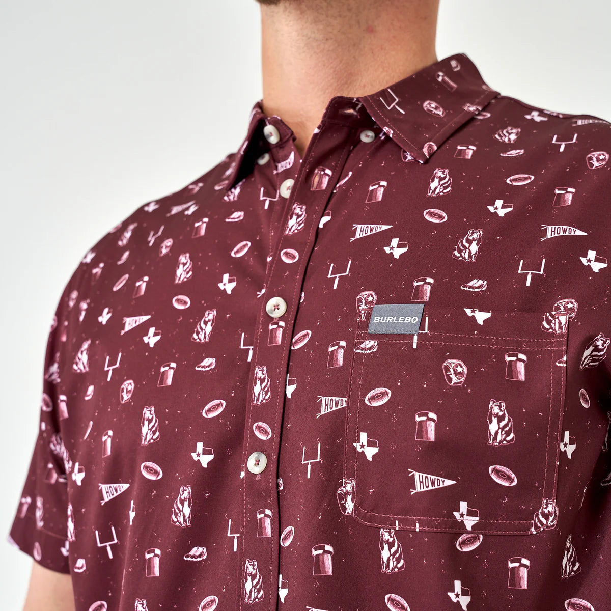 Perf. Button Up - Maroon Gameday