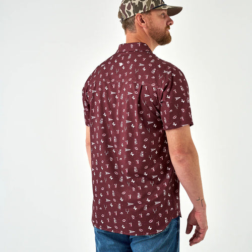 Perf. Button Up - Maroon Gameday
