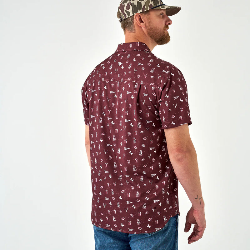 Perf. Button Up - Maroon Gameday