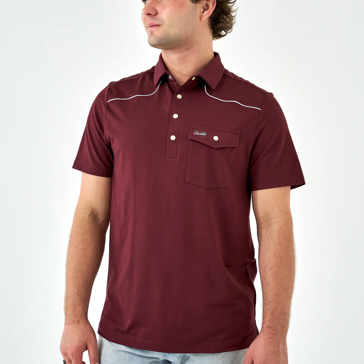 Perf. Pearl Snap Polo - Maroon