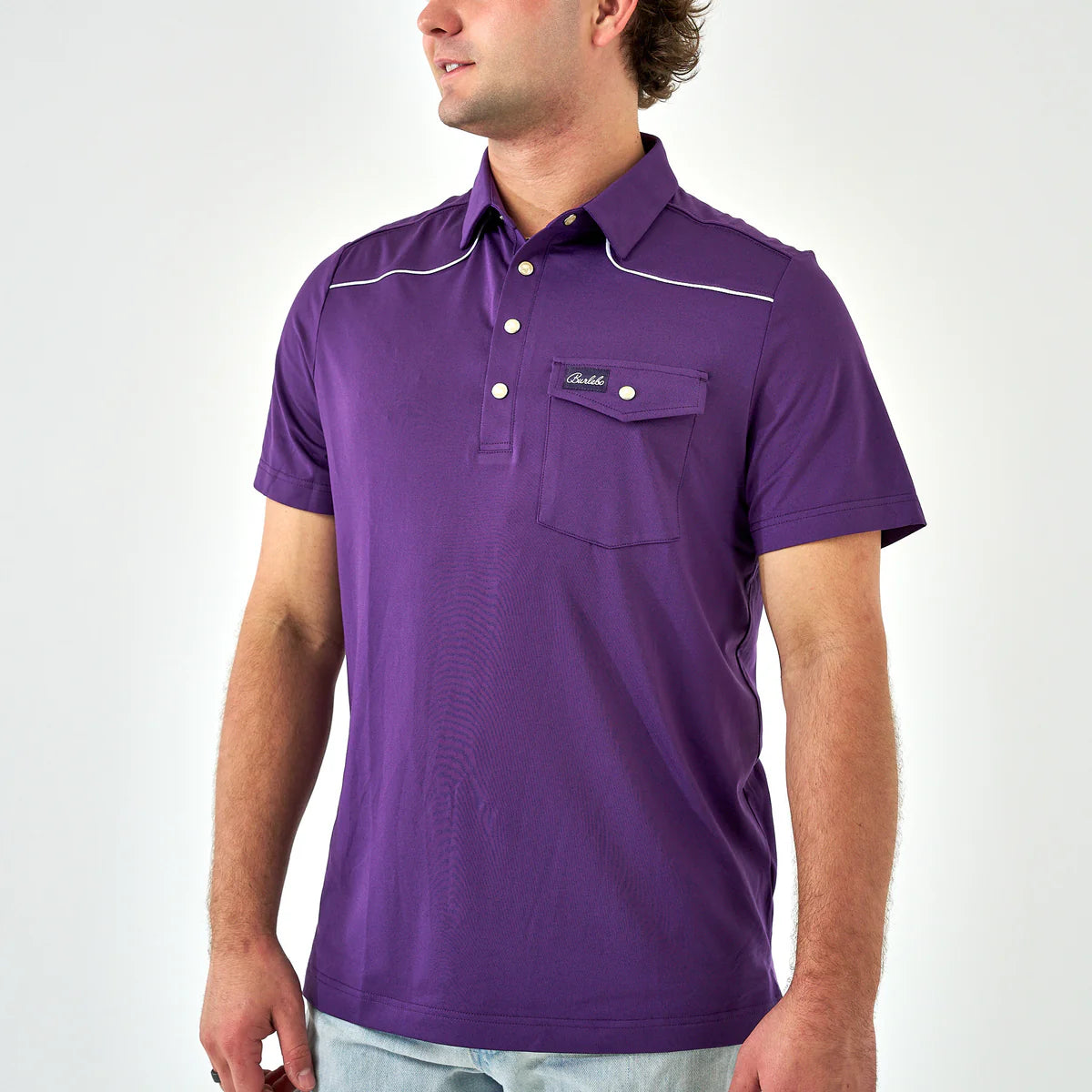 Perf. Pearl Snap Polo - Purple