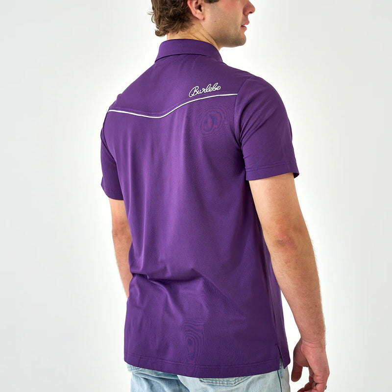 Perf. Pearl Snap Polo - Purple