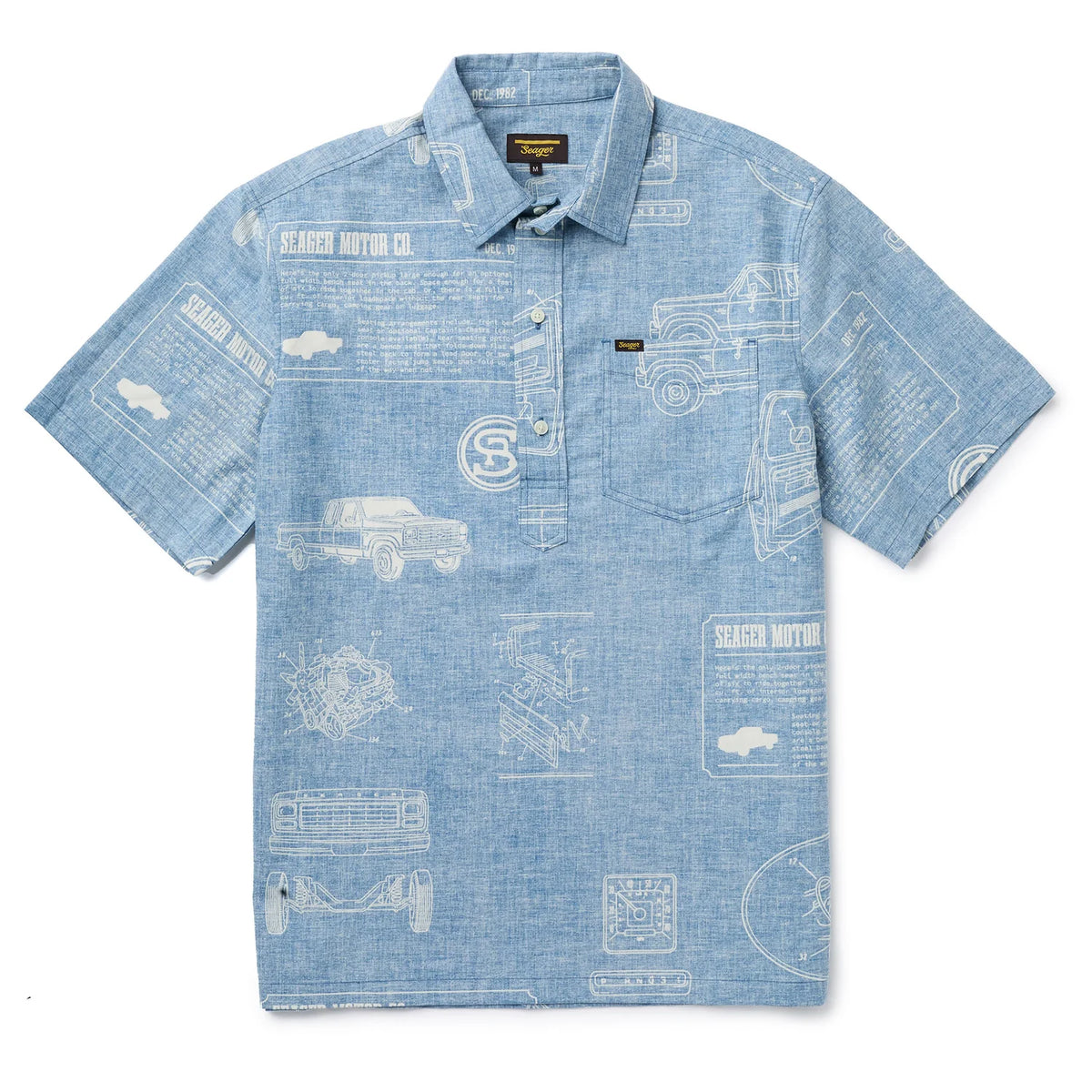 Schooner 3/4 Button S/S Blue- Seager