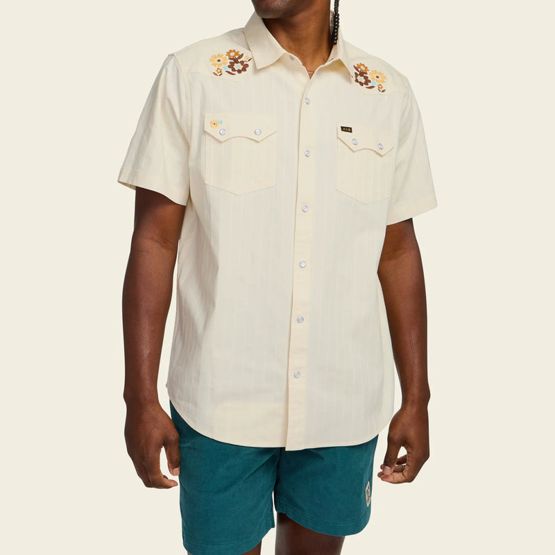 Crosscut Deluxe Short Sleeve Shirt - Flower Power Off White Dobby