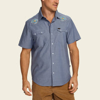 Crosscut Deluxe Short Sleeve Shirt - Fresh Blooms Indigo