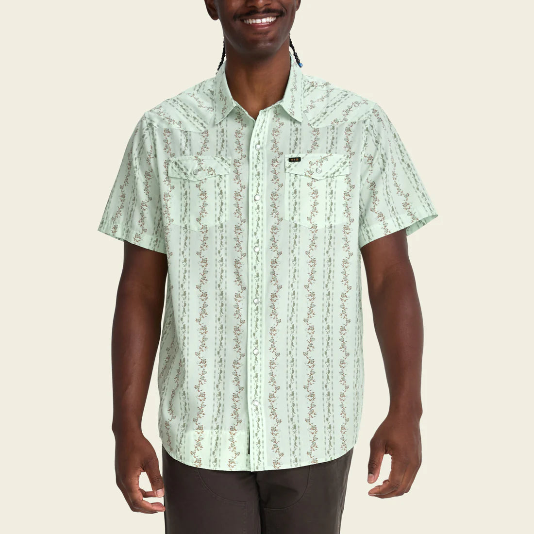 H Bar B Snapshirt - Hibiscus Ribbons: Mint