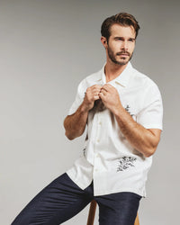 Heath Linen Camp Shirt - Ivory