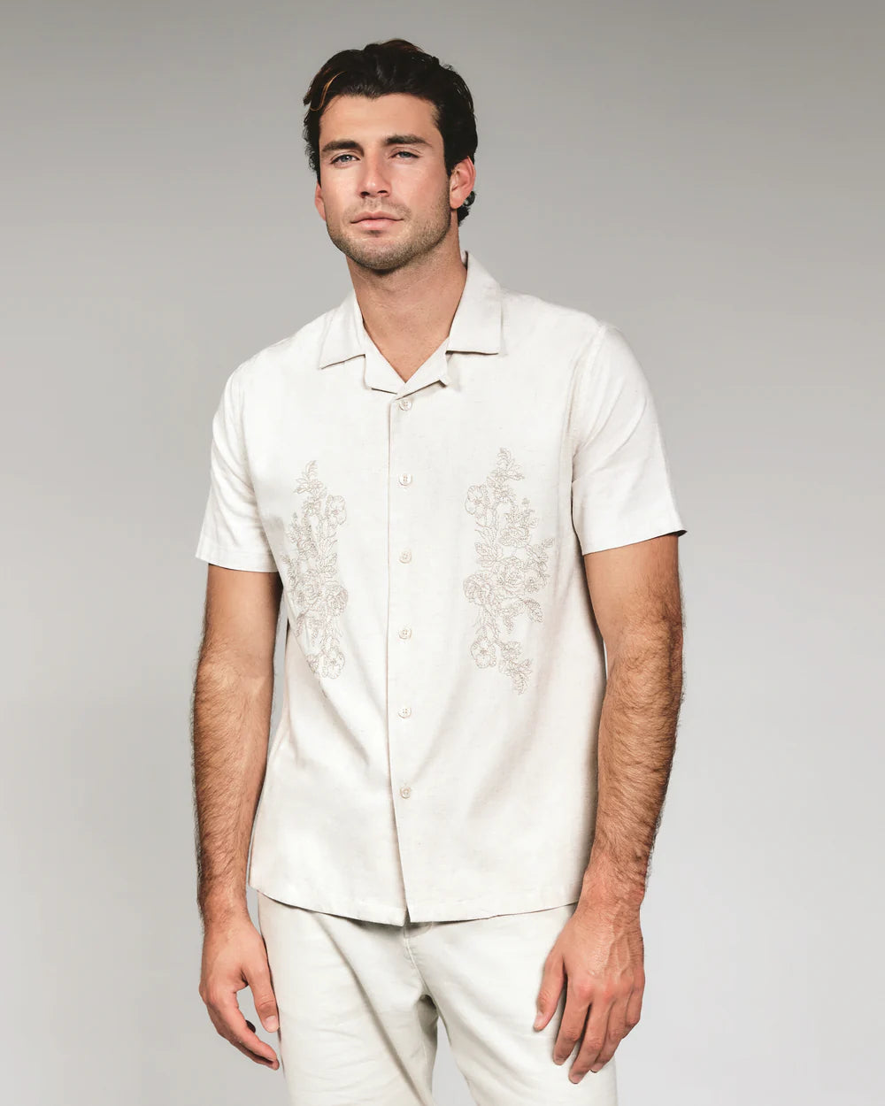 Pollock Linen Camp Shirt - Beige