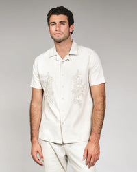 Pollock Linen Camp Shirt - Beige