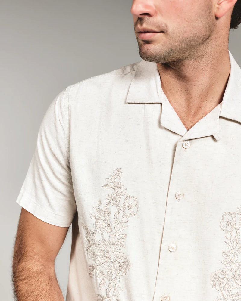 Pollock Linen Camp Shirt - Beige