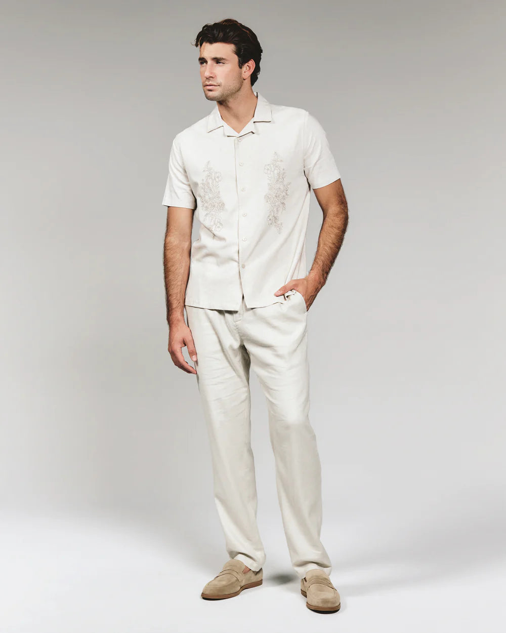 Pollock Linen Camp Shirt - Beige
