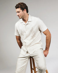 Pollock Linen Camp Shirt - Beige