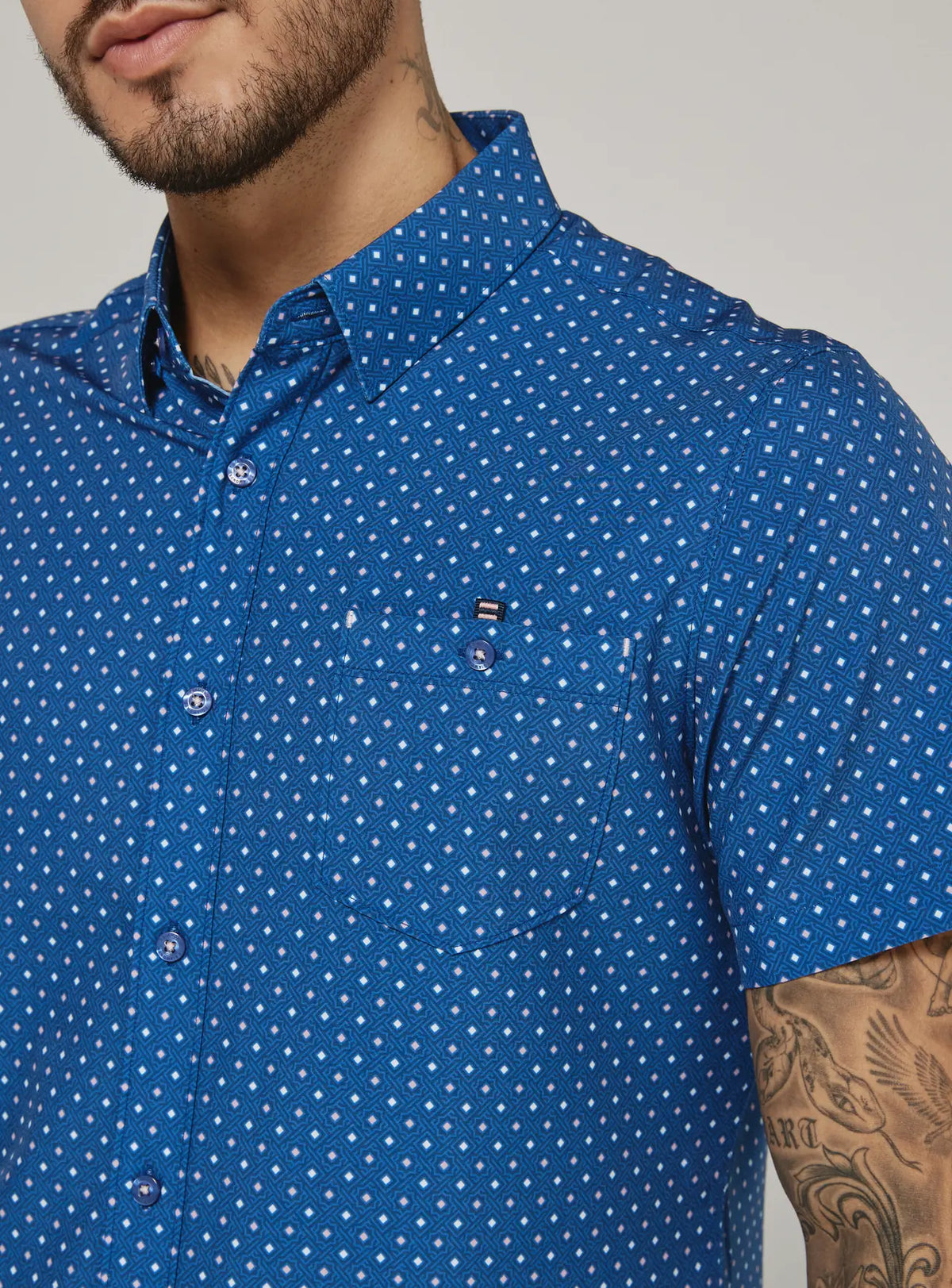 Lexter Short Sleeve Shirt-Slate Blue-7 Diamonds