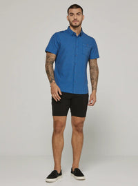 Lexter Short Sleeve Shirt-Slate Blue-7 Diamonds