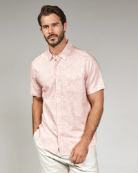 Fontaine Short Sleeve Linen Shirt - Coral