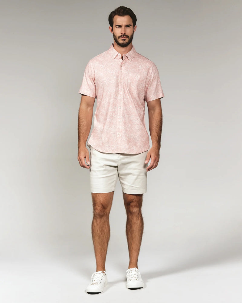 Fontaine Short Sleeve Linen Shirt - Coral