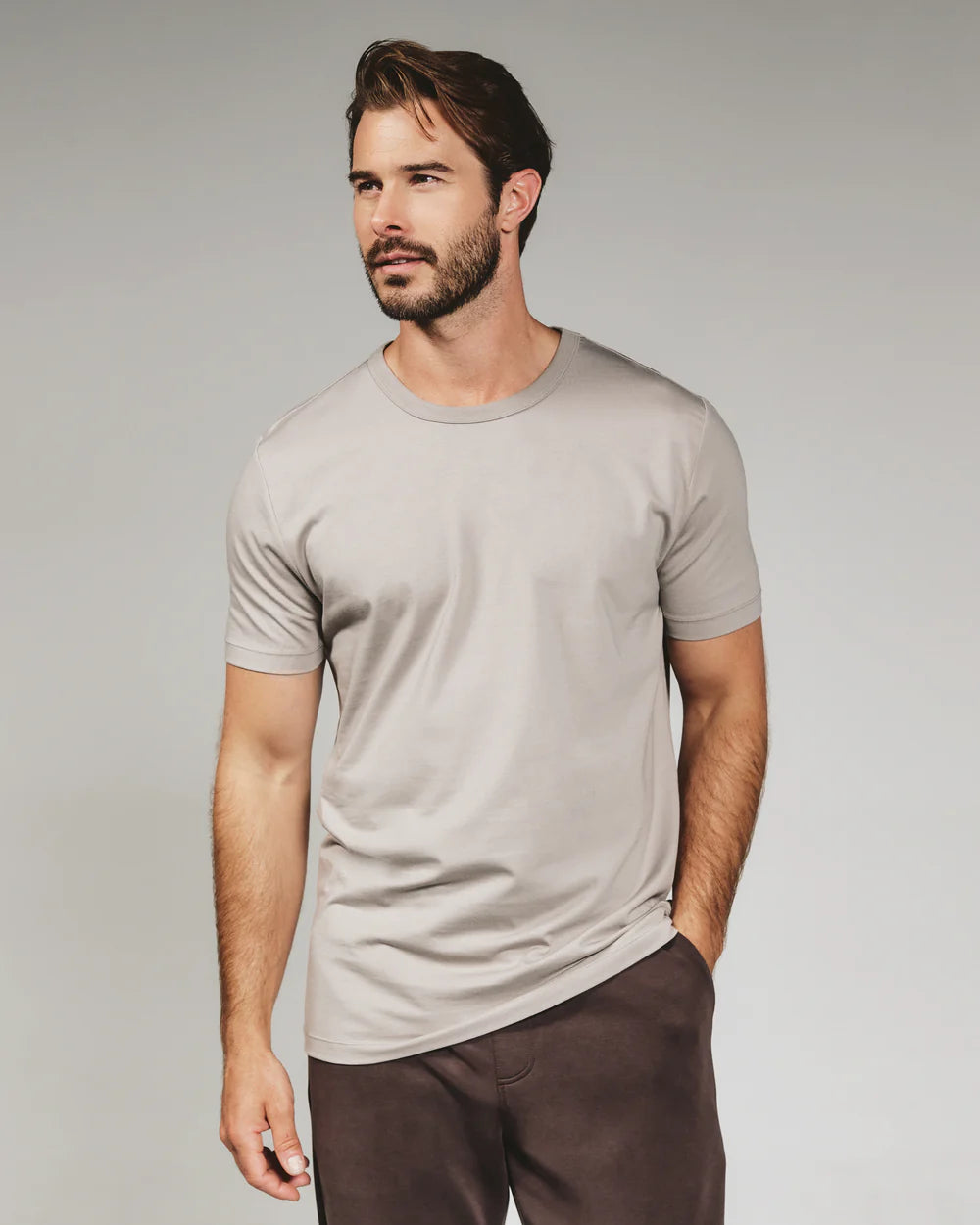 Modal Crew Neck Tee -Smokey Taupe