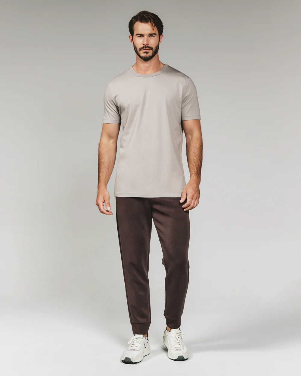 Modal Crew Neck Tee -Smokey Taupe