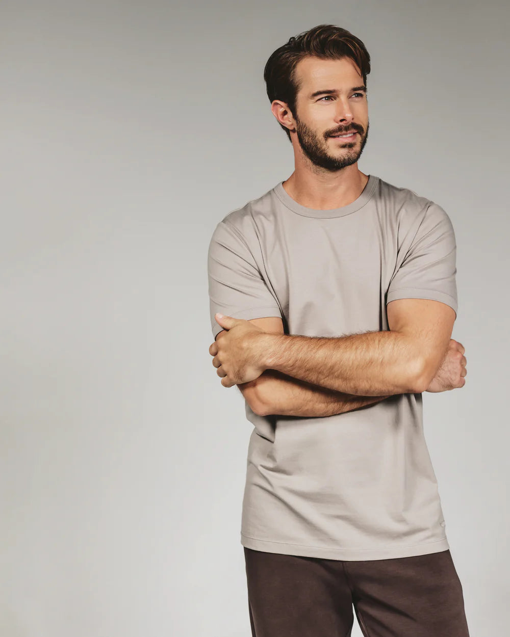 Modal Crew Neck Tee -Smokey Taupe