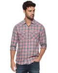 Cabot Vintage Soft Western LS - Red/Charcoal