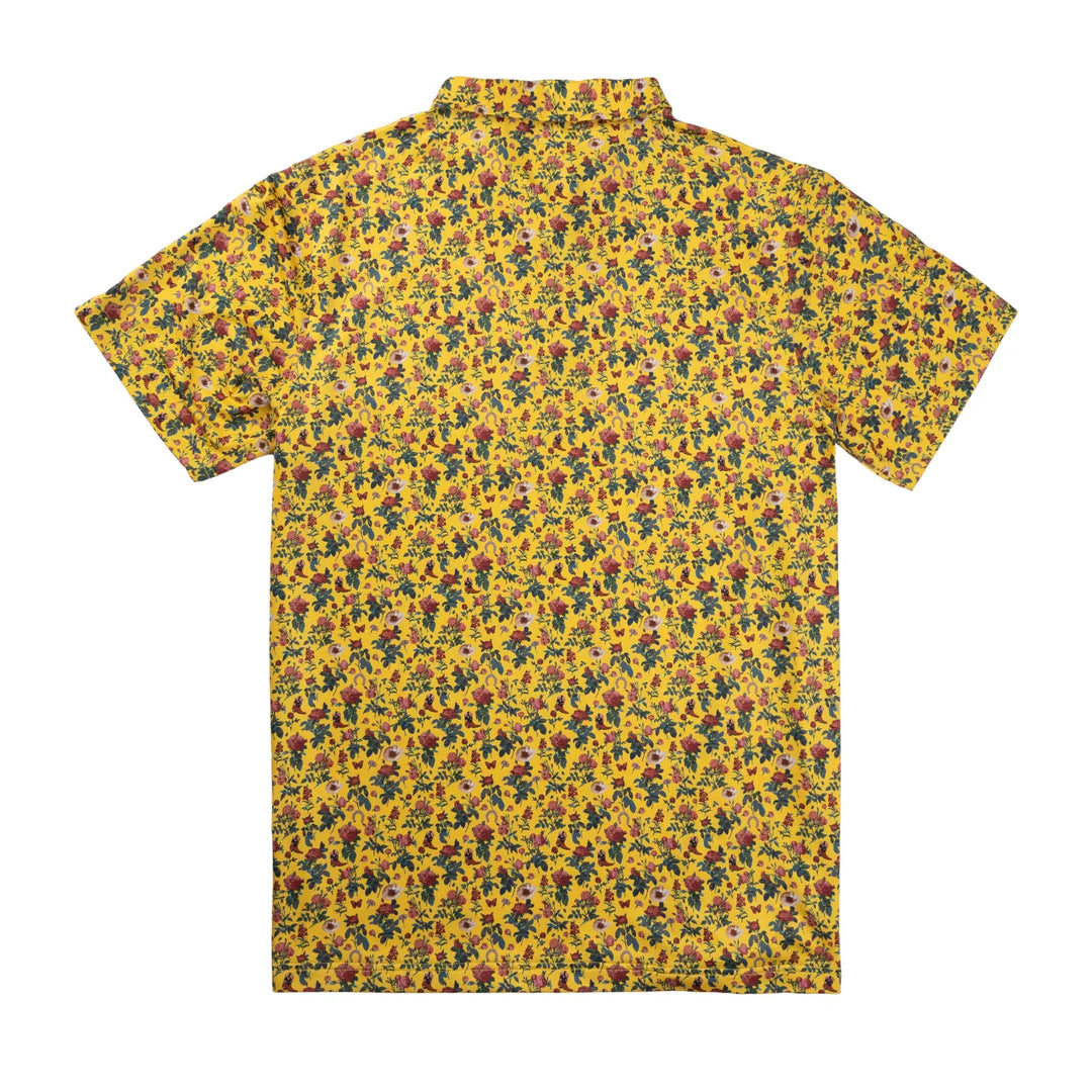 High Noon Perf Polo- Desert Rose Yellow