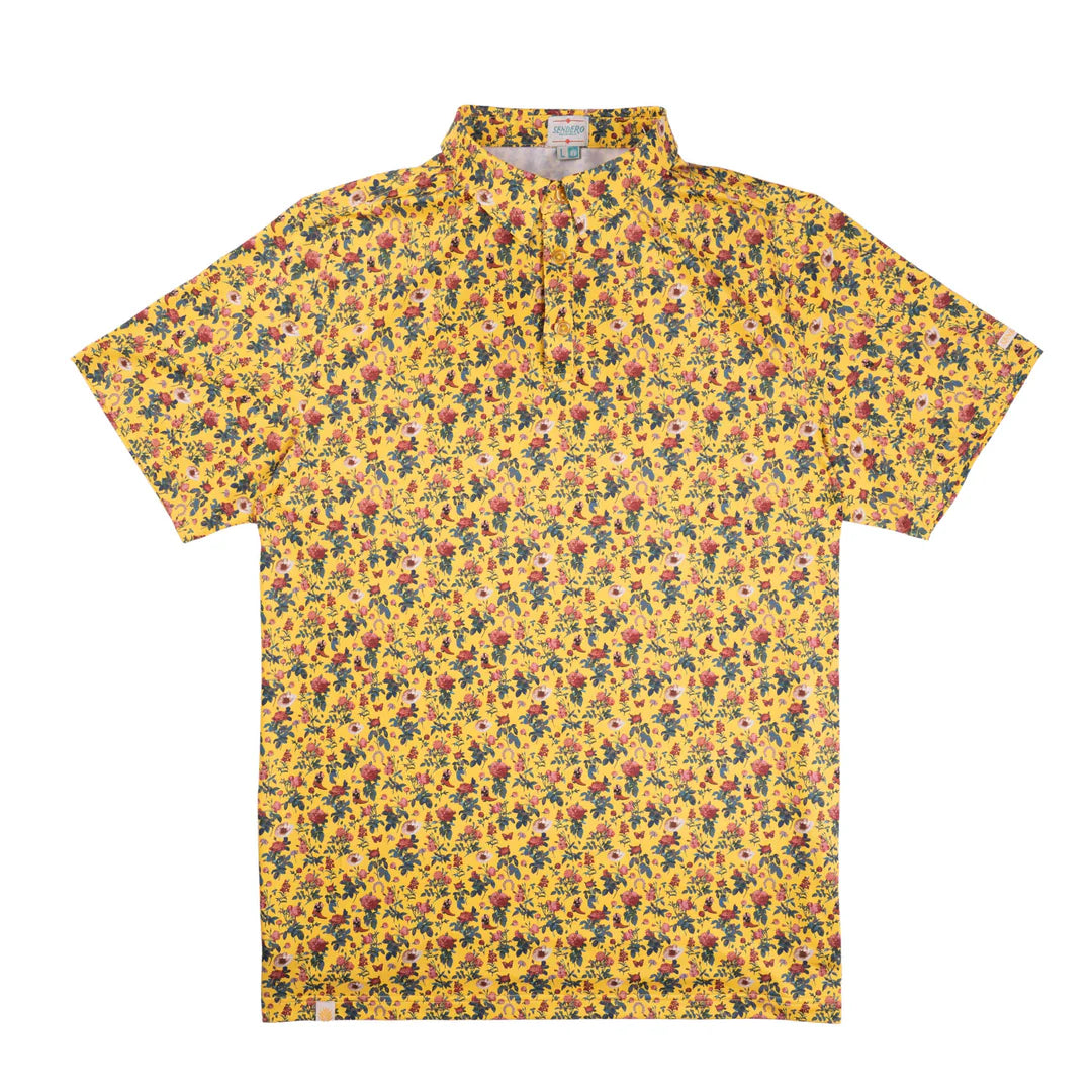 High Noon Perf Polo- Desert Rose Yellow