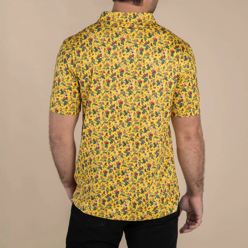 High Noon Perf Polo- Desert Rose Yellow