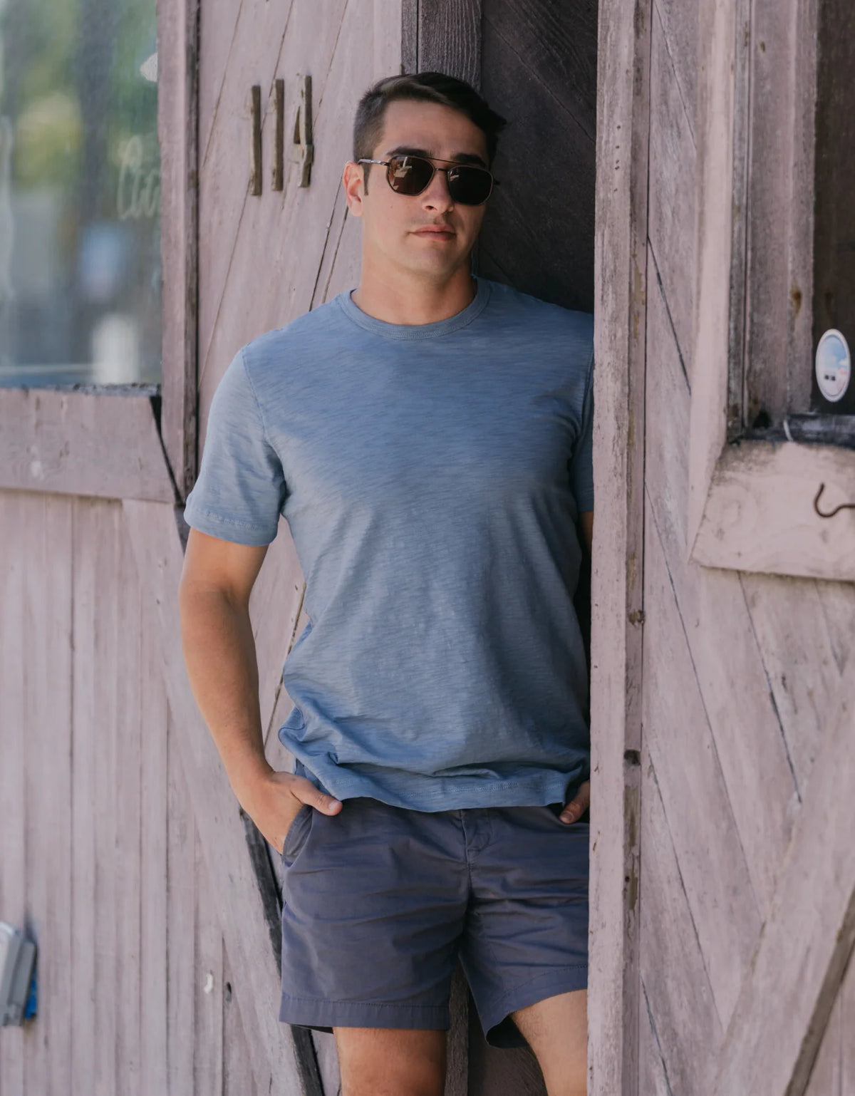 Steel Blue Pima Tee - Baja Llama