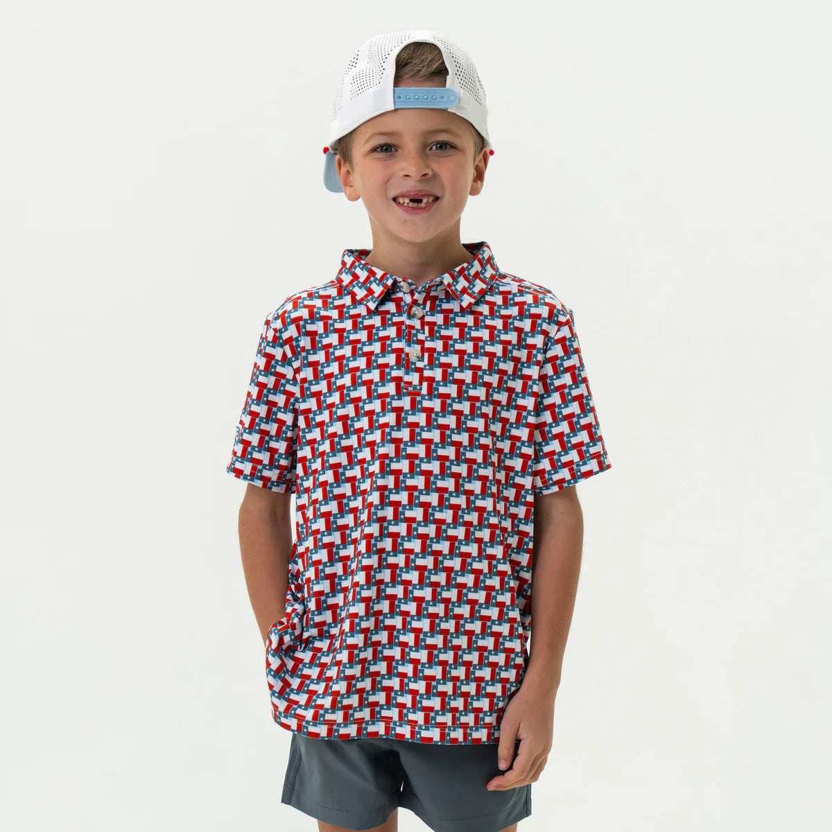 Youth Perf. Polo - Texas Flag