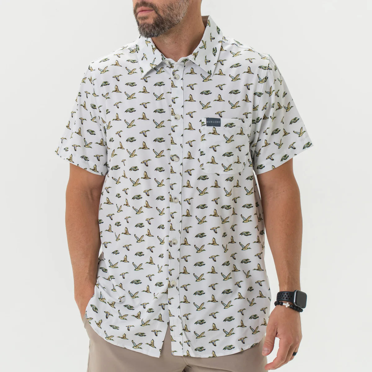 Perf. Button Up - Flying Mallard Ducks