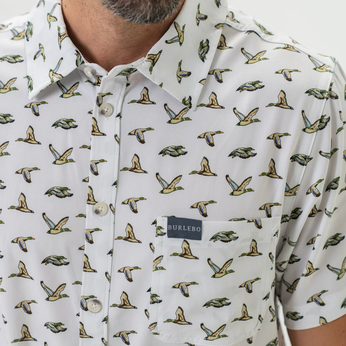 Perf. Button Up - Flying Mallard Ducks