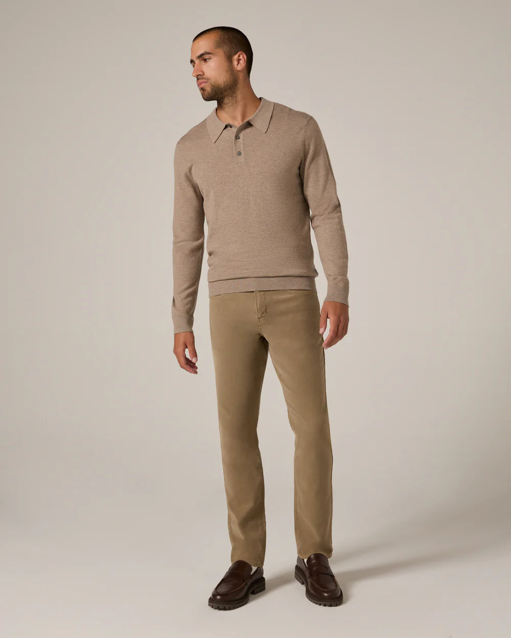 Belford LS Sweater Polo - Beige Melange