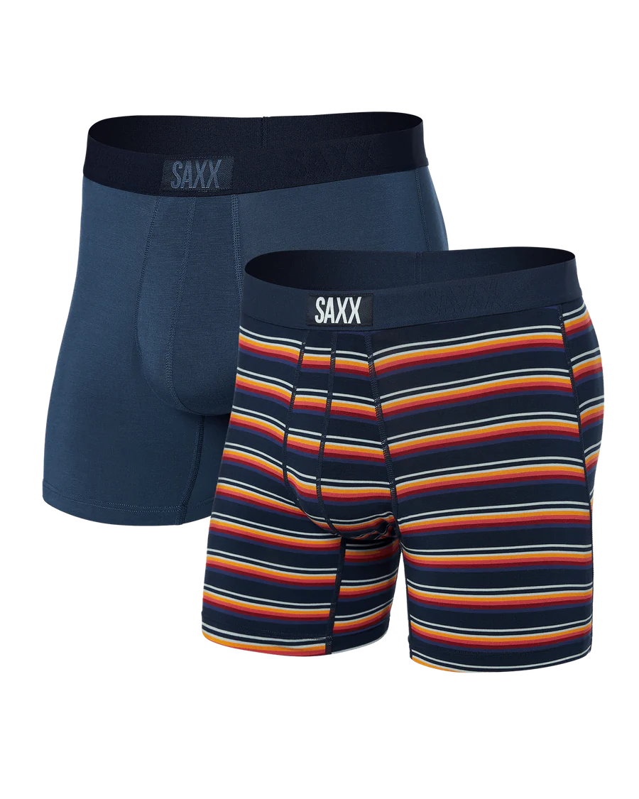 Vibe Xtra (2 Pack) Soft Comfort Boxer Brief 6" Field Stripe/Navy-SAXX