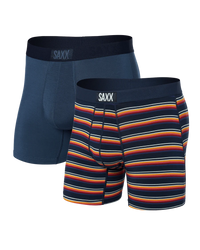 Vibe Xtra (2 Pack) Soft Comfort Boxer Brief 6" Field Stripe/Navy-SAXX