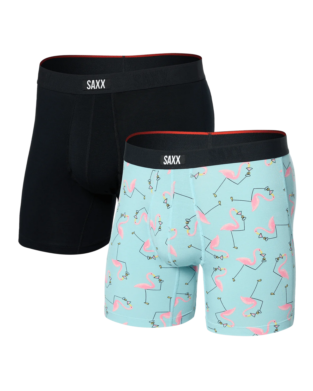 Vibe Xtra (2 Pack) Soft Comfort Boxer Brief 6" Drinko Flamingo/ Black