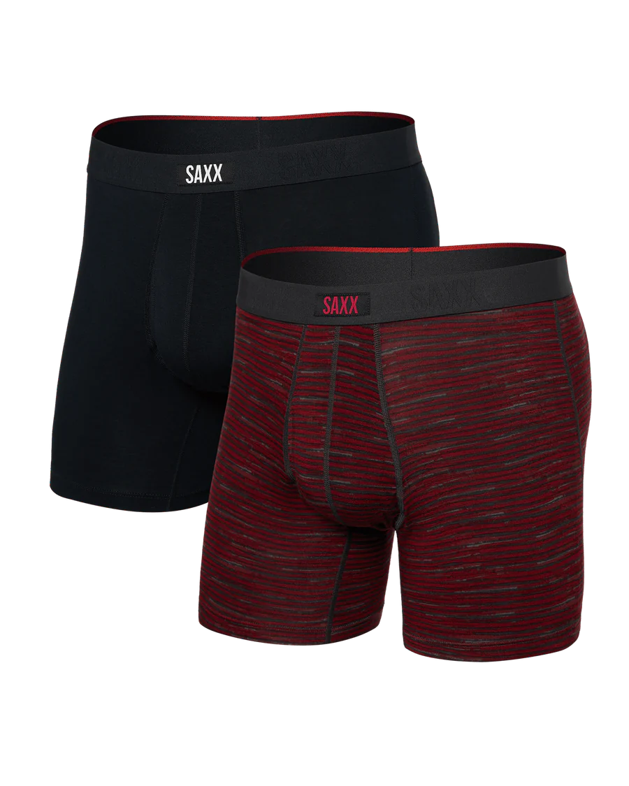 Vibe Xtra (2 Pack) Soft Comfort Boxer Brief 6" Spacedye Stripe/Black-SAXX