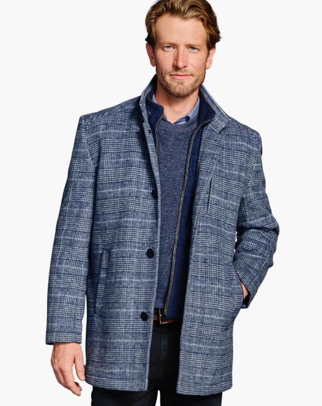 Upton Car Coat Blue - Johnston & Murphy