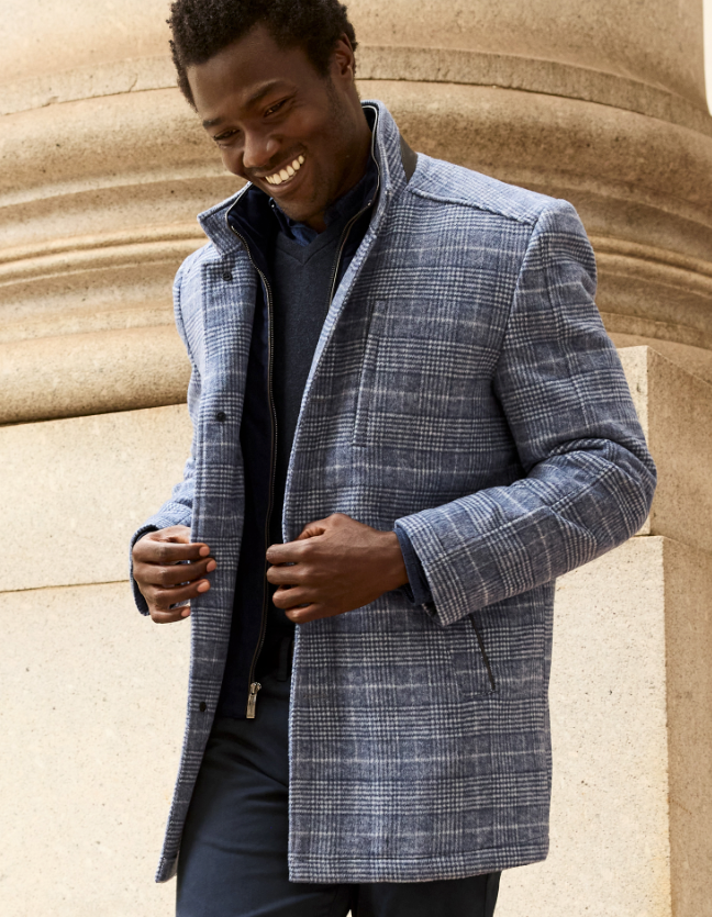 Upton Car Coat Blue - Johnston & Murphy