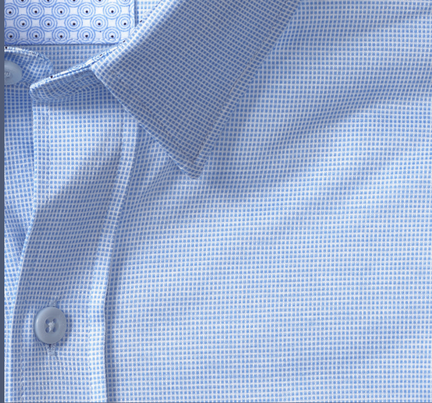 Johnston & Murphy XC Flex® Stretch Long-Sleeve Shirt Blue Birdseye