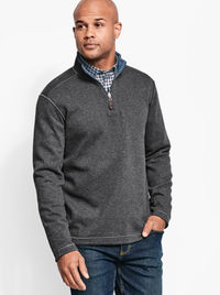 Johnston & Murphy Reversible Solid Quarter-Zip Charcoal/Blue