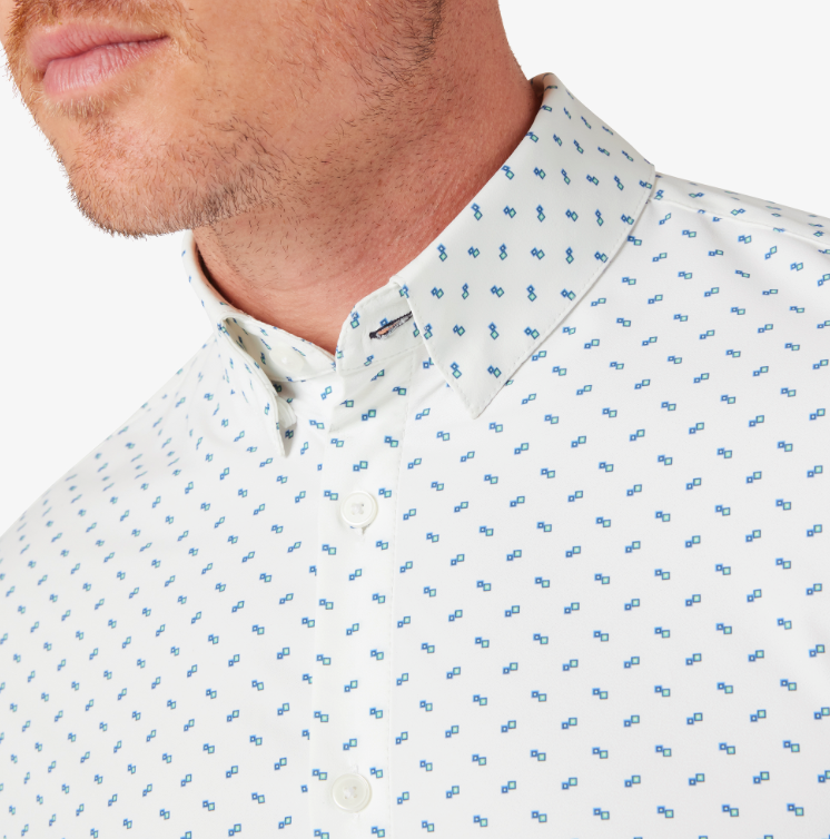 Monaco Dress Shirt - Poseidon Squares - Mizzen and Main