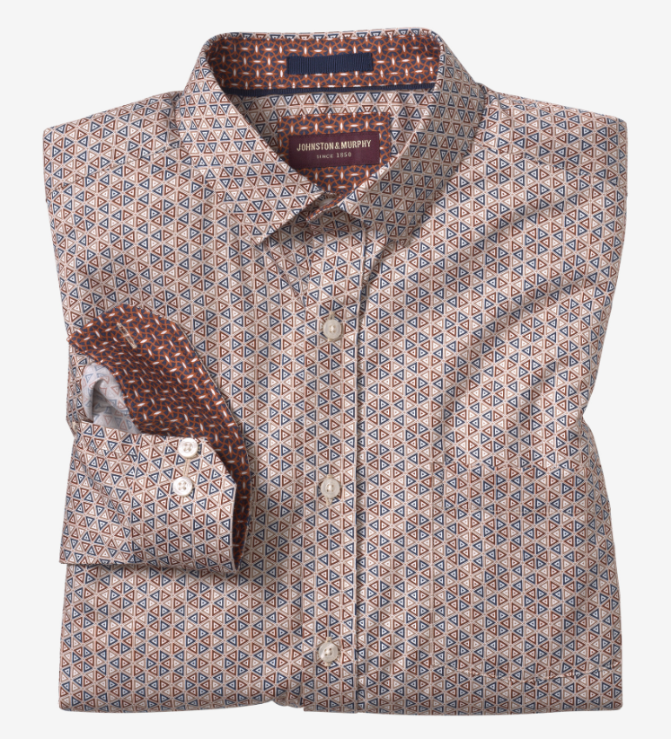 Johnston & Murphy Cotton Brown/Navy Triangle Shirt