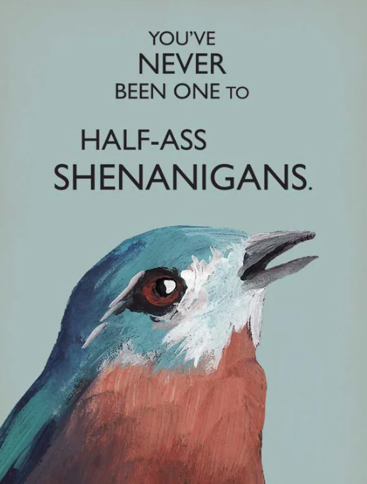 Shenanigans Greeting Card- The Mincing Mockingbird