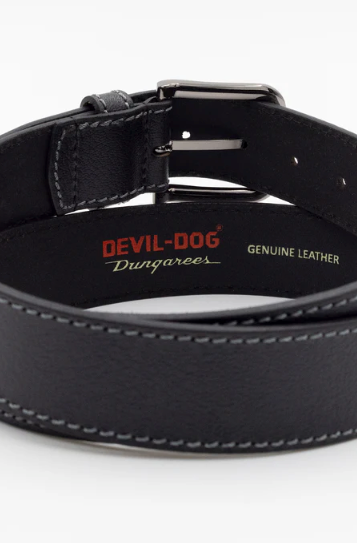 Textured Leather Belt-Black Devil-Dog