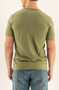 Short Sleeve Vintage Henley - Oil Green