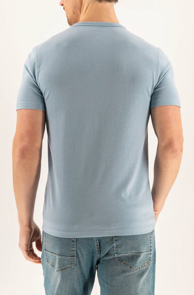 Short Sleeve Vintage Henley - Dusty Blue