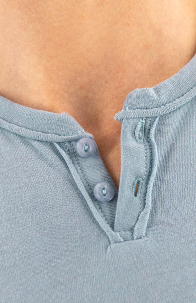 Short Sleeve Vintage Henley - Dusty Blue