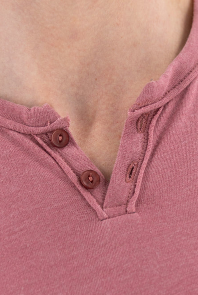 Short Sleeve Vintage Henley - Withered Rose